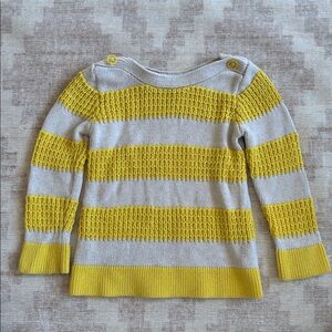 GAP Toddler Yellow and Cream Striped Knit Sweater with Yellow Buttons size 2T